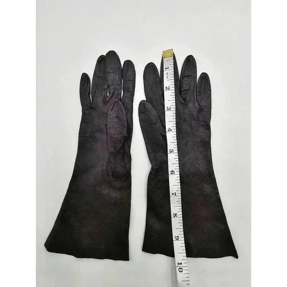 Vtg Women's Brown Leather Gloves - Picture 4 of 6
